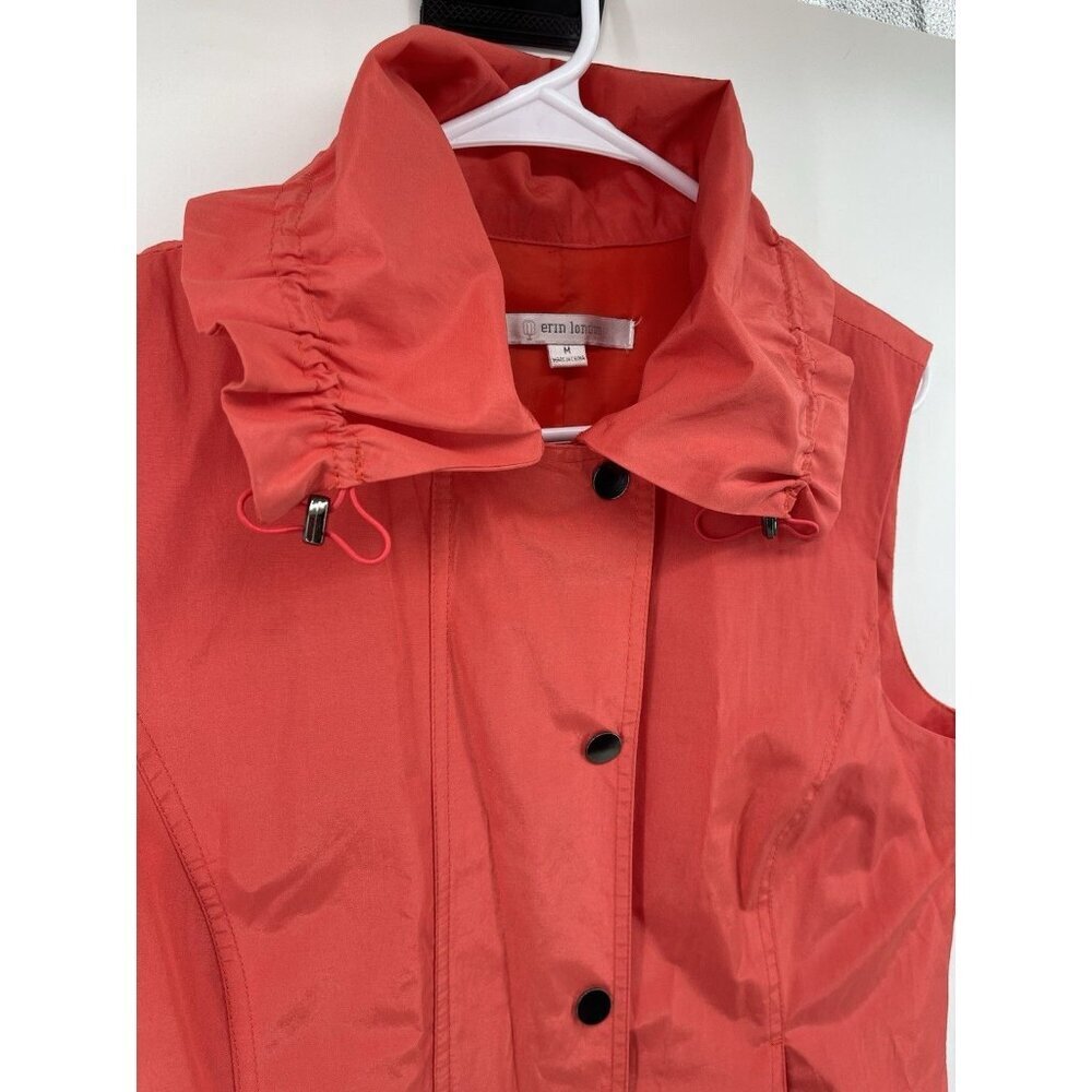 Erin‎ London Vest Coral Pink Rose Lightweight Adjustable Colorful Med Zip Snap